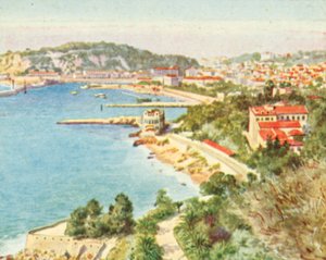 Nice e Baie des Anges (litografia a cores) de English School