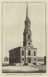 Vista noroeste da Igreja de St Giles nos campos, Londres