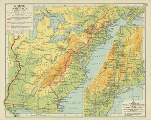 América do Norte 1689-1783 (litografia a cores) de English School
