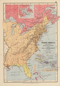 América do Norte, ilustrando a Conquista do Canadá e a Guerra da Independência de English School