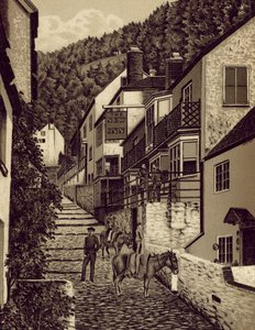 North Devon: Clovelly, Main Street (litografia) de English School