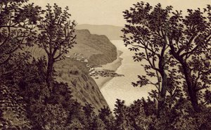 North Devon: Clovelly a partir de Hobby Drive (litografia) de English School