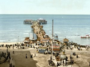 North Pier, Blackpool (foto colorida à mão) de English School