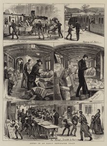 Notas em um Trem de Jornais Antigos (gravura) de English School