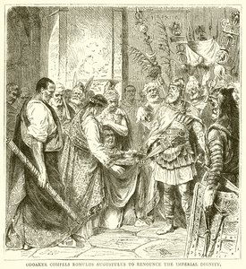 Odoaker compele Romulus Augustulus a renunciar à dignidade imperial de English School