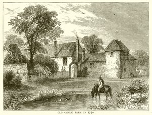 Fazenda de giz antigo em 1730 de English School