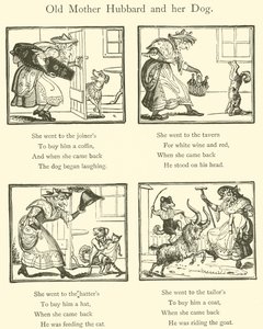 A velha mãe Hubbard e o seu cão (xilogravura) de English School