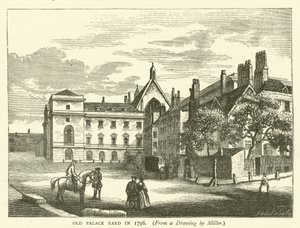 Old Palace Yard em 1796, a partir de um desenho de Miller (gravura) de English School