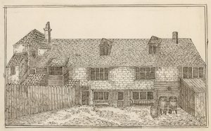 Old Pied Bull, Islington (traseira) (tinta no papel) de English School