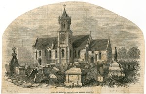 Igreja velha de St Pancras, Londres, e cemitério de English School