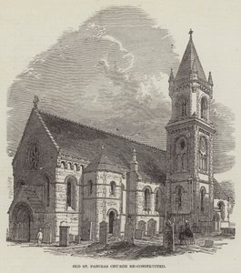 Reconstrução da antiga igreja de St Pancras (gravura) de English School