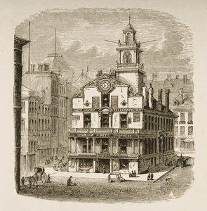 Old State House, Boston, em c.1870, de &39;American Pictures&39; publicado pela Religious Tract Society, 1876 de English School