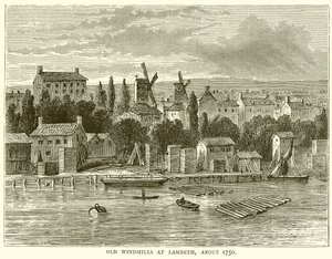 Moinhos antigos em Lambeth, cerca de 1750 de English School