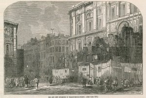 Edifícios antigos e novos em Threadneedle Street, Londres de English School