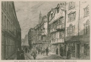 Casas velhas na rua de Wych, Londres, demuliram recentemente de English School