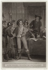 Oliver Cromwell dissolvendo o longo parlamento de English School