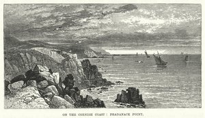 Na costa da Cornualha: Pradanack Point (gravura) de English School