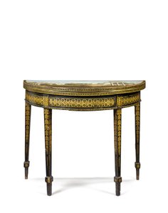 Uma de duas mesas de chá George III, possivelmente irlandesas, c.1780 de English School