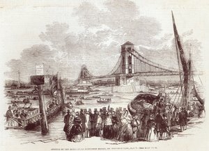 Abertura da Hungerford Suspension Bridge, de &39;The Illustrated London News&39;, 3 de maio de 1845 de English School