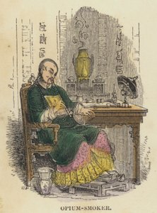 Fumador de ópio (gravação colorida) de English School