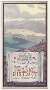 Mapa Turístico da Ordnance Survey do Lake District, c.1920 (lito colorido) de English School