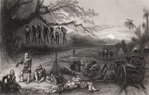 Piquete periférico da Brigada Highland em Benares, de "A História do Motim Indiano", publicado em 1858 de English School