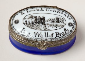 Caixa de remendo oval com tampa de porcelana branca (esmalte)