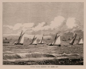 Dragagem de ostras ao largo de Herne Bay (gravura) de English School