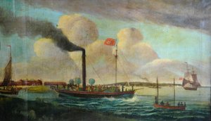 P.S. Carta Régia à beira-mar de Barton, c.1850 (óleo sobre tela) de English School
