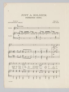 Página 2 de uma trilha sonora para a música Just a Soldier de English School