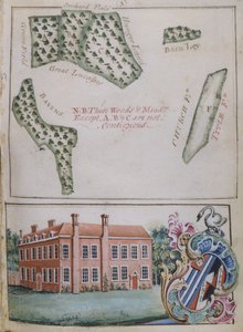 Página 8, de uma pesquisa da propriedade de John Plampin, Esq., 1774 (pena & tinta com wc e guache no papel) de English School