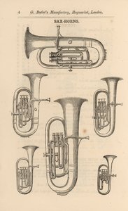Página do Catálogo Ilustrado de Instrumentos Musicais de G Butler (gravura) de English School