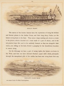 Página de The Boats of the World, finais do século XIX (litografia a cores) de English School