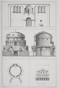 Palácio e Mausoléu de Teodorico (c.454-526) em Ravena, de &39;Agincourts History of Art por seus Monumentos de English School
