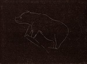 Gravura paleolítica de um urso das cavernas (litografia) de English School