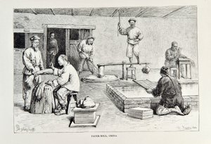 Paper-Mill, China, ilustração da Geografia Universal, a Terra e seus habitantes por Elisee Reclus, publicada em 1878 de English School