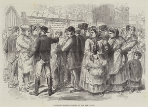 Parisienses lendo Noticias dos Novos Impostos (gravura) de English School