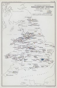 Representação parlamentar, freguesias parlamentares de Inglaterra e do País de Gales (litografia a cores) de English School
