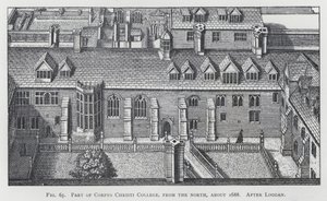 Parte do Corpus Christi College, do norte, cerca de 1688, depois de Loggan (gravura) de English School