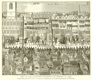 Parte da procissão de coroação de Edward VI, 1547 de English School
