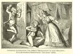 Perdiz interrompendo as protesto de Tom Joness a Lady Bellaston de English School