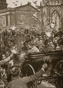 "Paz com honra", receção de Lord Beaconsfield e Lord Salisbury em Charing Cross, ilustração da "Cassell