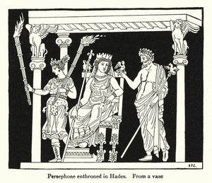 Persephone entronizado em Hades (litho) de English School