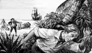 Philip Ashton escapando de piratas de English School