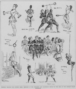 Treinamento físico para meninas de fábrica, exposição pelas meninas do ginásio do Palácio do Povo, Mile End Road, Londres de English School