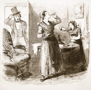 Esboços pitorescos de Londres: The Lodging House, de The Illustrated London News, 1849 de English School