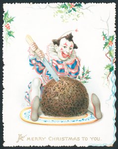 Pudim de ameixa do corte de Pierrot, cartão de de English School