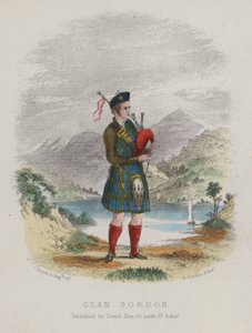 Piper of Clan Gordon, Escócia (gravura colorida) de English School