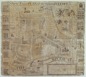 Plano de Leeds, pesquisado por John Cossins, c.1730 de English School