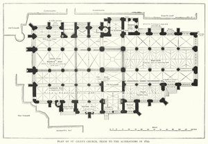 Plano da Igreja de São Giles, antes das alterações de 1829 (gravura) de English School